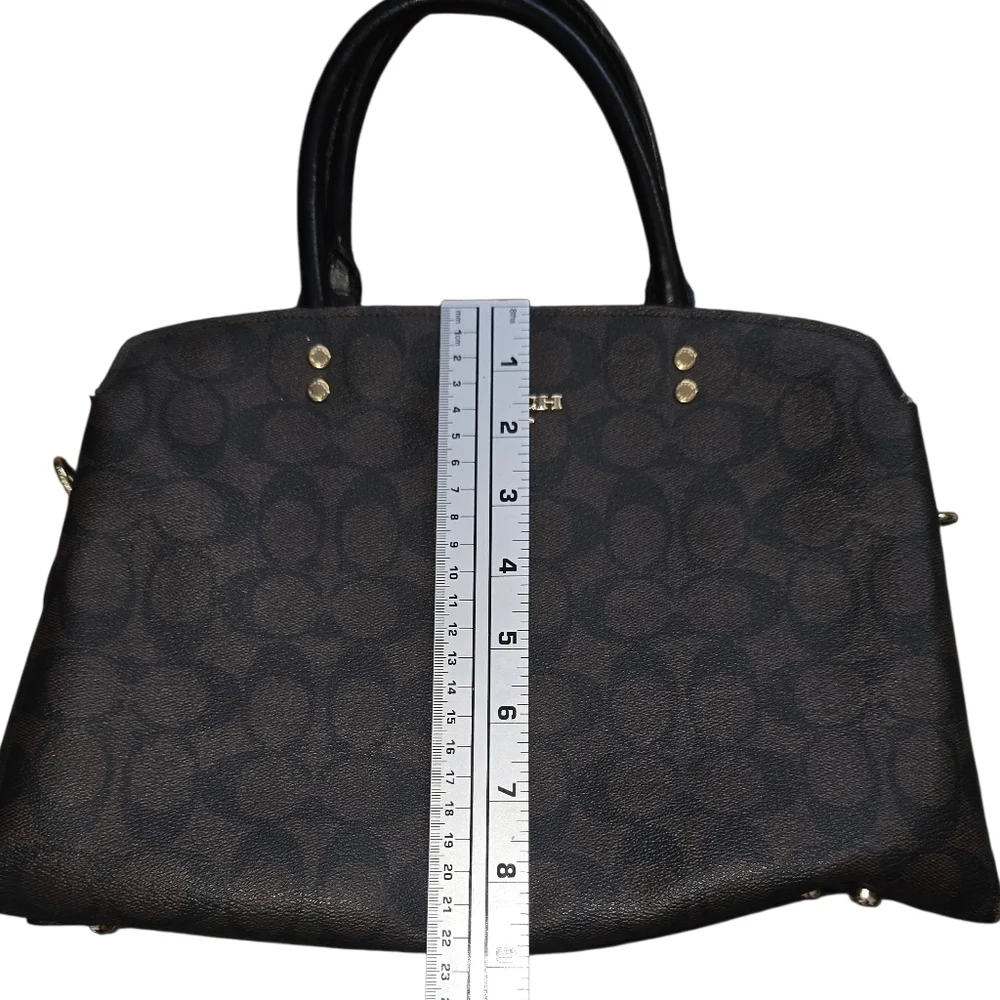Coach Lillie Carryall Brown Signature Canvas Handbag Purse